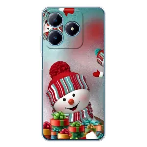 Чехлы на Новый Год Realme C63 4G (Снеговик в шапке)