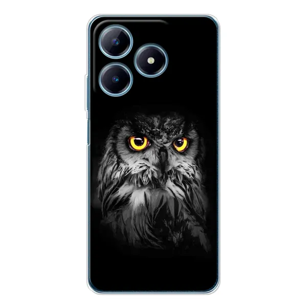 Чехол с рисунком «Сова на чёрном» для Realme C63 4G Чехол с рисунком «Сова на чёрном» для Realme C63 4G