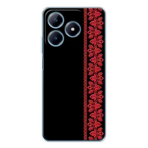 Силиконовый Чехол на Realme C63 4G с картинкой Вышиванки (Вышиванка на черном)