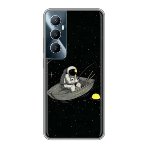 Силиконовый Чехол с принтом "Космонавты" на Realme C65 (Космонавт на рыбалке)
