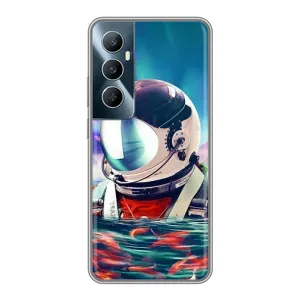 Силиконовый Чехол с принтом "Космонавты" на Realme C65 (Космонавт в воде)