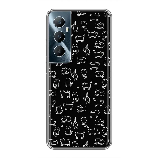 Чехол с рисунком «Котики на черном» для Realme C65 Чехол с рисунком «Котики на черном» для Realme C65