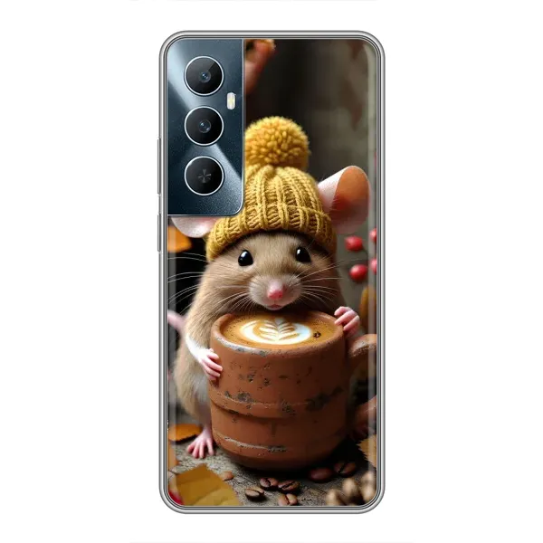Чехол с рисунком «Мышка с кофе» для Realme C65 Чехол с рисунком «Мышка с кофе» для Realme C65