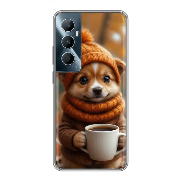 Чехол с рисунком «Собачка с кофе» для Realme C65 Чехол с рисунком «Собачка с кофе» для Realme C65