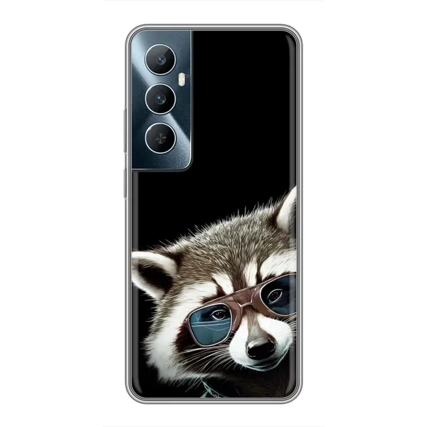 Чехол с рисунком «Стильный Енот» для Realme C65 Чехол с рисунком «Стильный Енот» для Realme C65