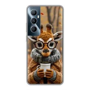 Друкований чохол 'Звірята з кавою' для Realme C65 (Жираф з кавою)