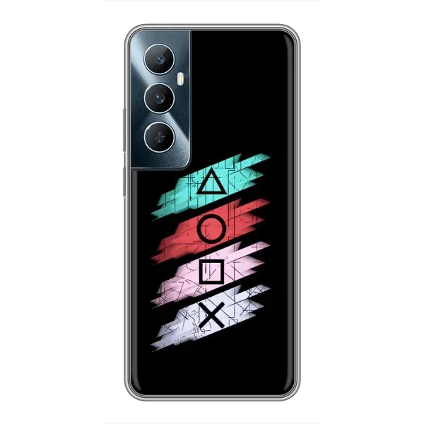 Чехол с рисунком «Значки Sony» для Realme C65 Чехол с рисунком «Значки Sony» для Realme C65