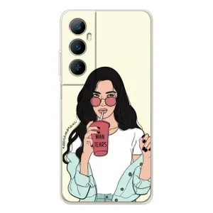 Силиконовый Чехол на Realme C66 с картинкой Стильных Девушек (С напитком)