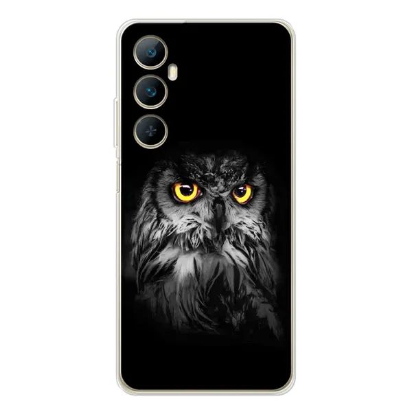 Чехол с рисунком «Сова на чёрном» для Realme C66 Чехол с рисунком «Сова на чёрном» для Realme C66