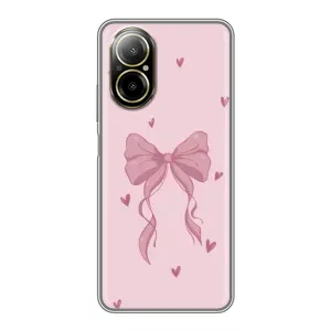 Чехол банты для Realme C67 (Бант на розовом)