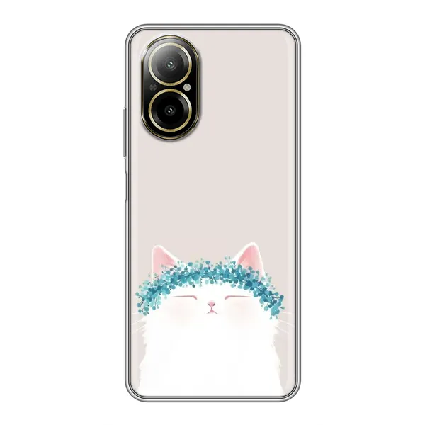 Чехол с рисунком «Белый котик» для Realme C67