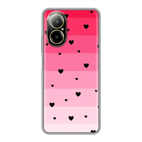 Чехол с рисунком «Чорные сердечки» для Realme C67