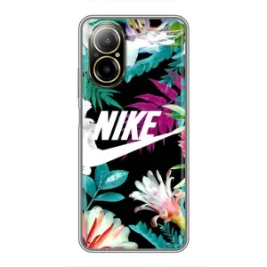 Силиконовый Чехол на Realme C67 с картинкой Nike (Цветочный Nike)