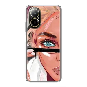 Силиконовый Чехол на Realme C67 с картинкой Стильных Девушек (Девушка и ресницы)