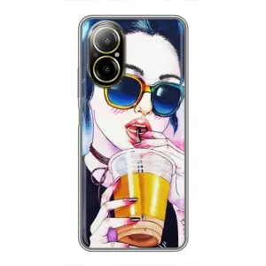 Чехол с картинкой Модные Девчонки Realme C67 (Девушка с коктейлем)