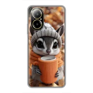Друкований чохол 'Звірята з кавою' для Realme C67 (Гризунчик з кавою)