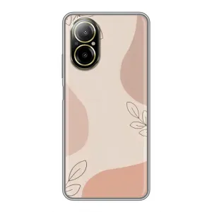 Чехол цветочный дизайн для Realme C67 (Коричневый фон)