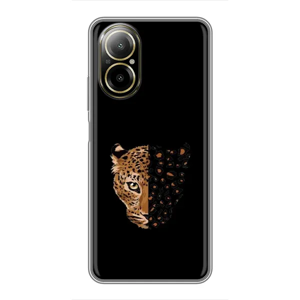 Чехол с рисунком «Леопард на черном» для Realme C67