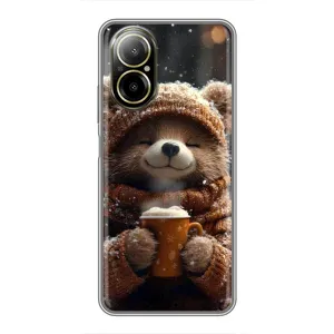 Друкований чохол 'Звірята з кавою' для Realme C67 (Ведмедик з кавою)