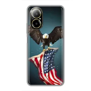 Чехол Флаг USA для Realme C67 (Орел и флаг)