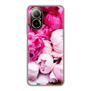 Силиконовый бампер с принтом (цветочки) на Реалми с67 (Пионы)