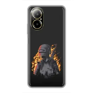 Силиконовый чехол с картинкой "Герой Pubg" на Realme C67 (В огне)
