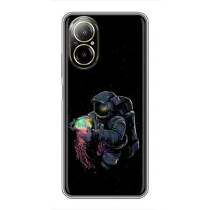 Силіконовый Чохол з принтом "Космонавти" на Realme C67 (В руках земля)