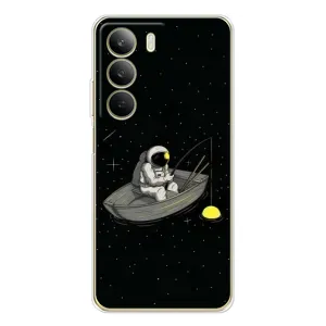 Силиконовый Чехол с принтом "Космонавты" на Realme C71 (Космонавт на рыбалке)