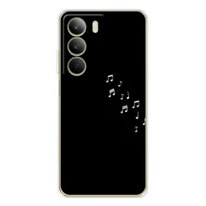 Чехол с картинками на черном фоне для Realme C71 (Ноты)