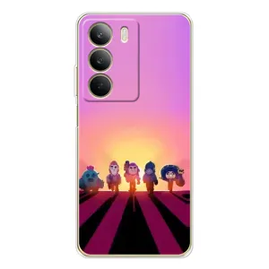 Силиконовый Чехол на Realme C71 с картинкой Brawl Stars (Персонажи в закате)
