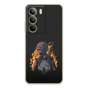 Силиконовый чехол с картинкой "Герой Pubg" на Realme C71 (В огне)