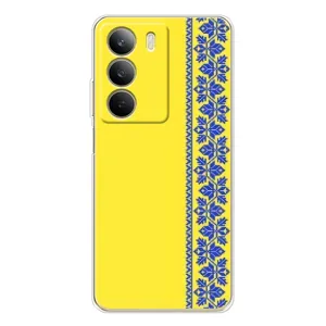 Силиконовый Чехол на Realme C71 (Вышиванка на желтом)
