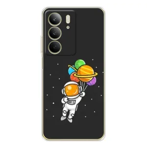 Силиконовый Чехол с принтом "Космонавты" на Realme C73 5G (Космонавт с шариками)