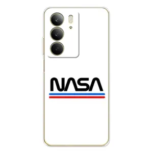 Силиконовый бампер с принтом "Наса" на Realme C73 5G (NASA на белом фоне)