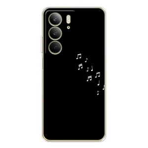 Чехол с картинками на черном фоне для Realme C73 5G (Ноты)