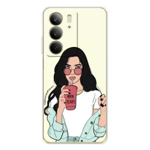 Силиконовый Чехол на Realme C73 5G с картинкой Стильных Девушек (С напитком)