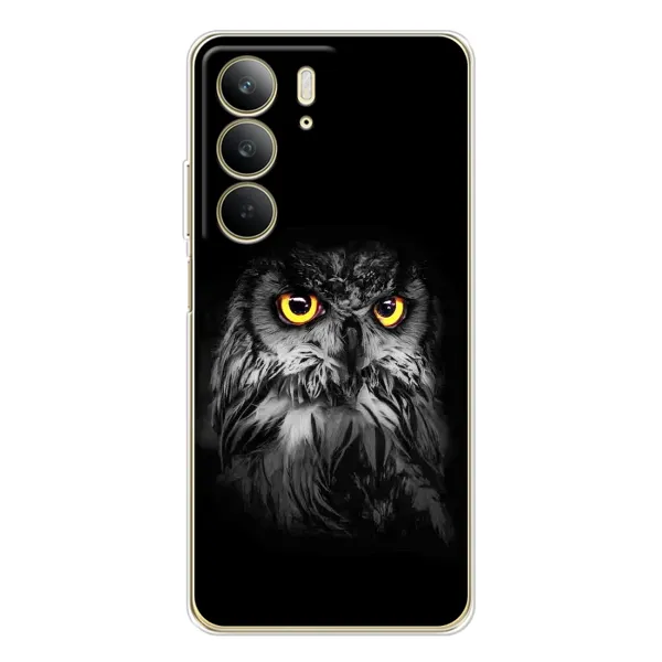 Чехол с рисунком «Сова на чёрном» для Realme C73 5G Чехол с рисунком «Сова на чёрном» для Realme C73 5G