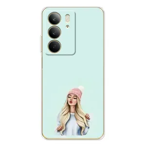 Силиконовый Чехол на Realme C73 5G с картинкой Стильных Девушек (В шапке)