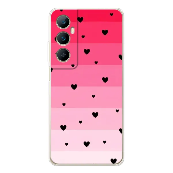 Чехол с рисунком «Чорные сердечки» для Realme C75
