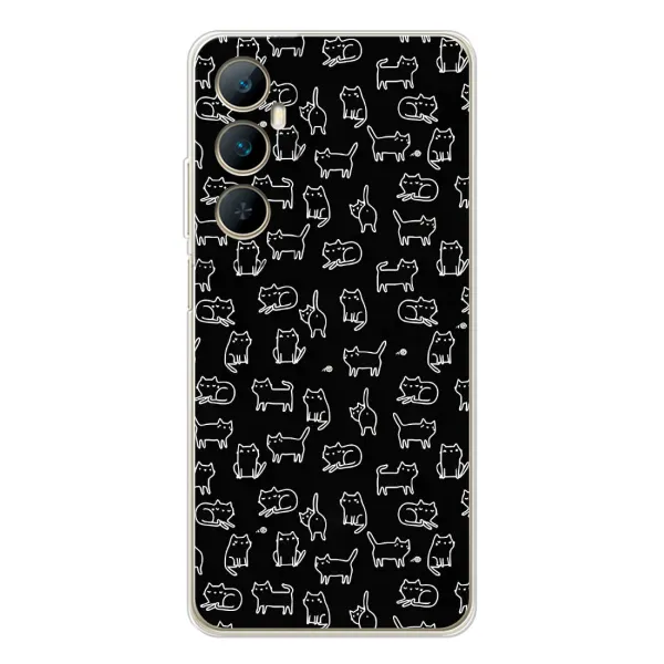 Чехол с рисунком «Котики на черном» для Realme C75 Чехол с рисунком «Котики на черном» для Realme C75
