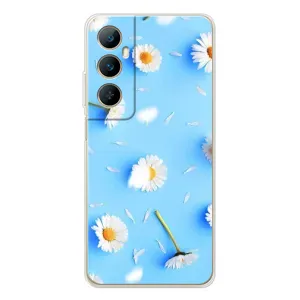 Чехол с Цветами для Realme C75 (ромашки на голубом)