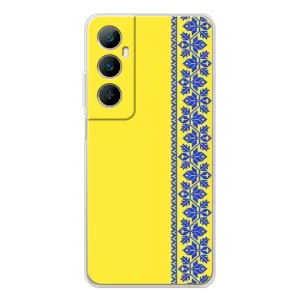 Силиконовый Чехол на Realme C75 (Вышиванка на желтом)