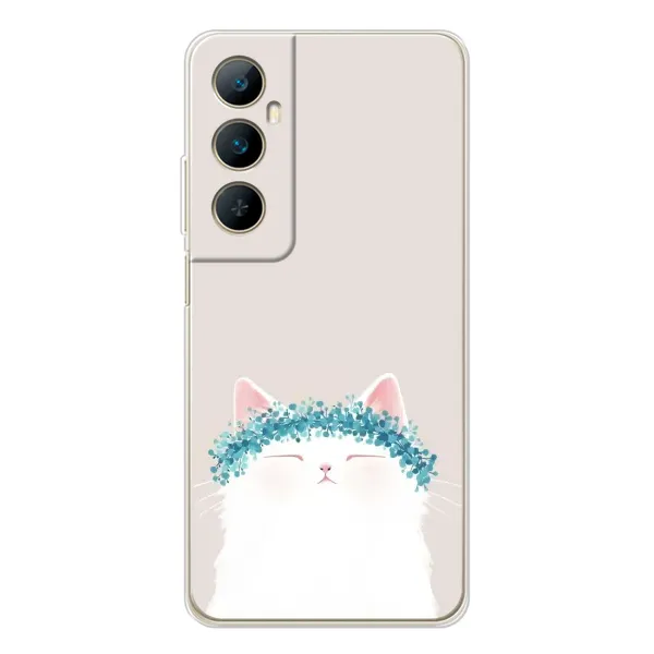 Чехол с рисунком «Белый котик» для Realme C76 Чехол с рисунком «Белый котик» для Realme C76