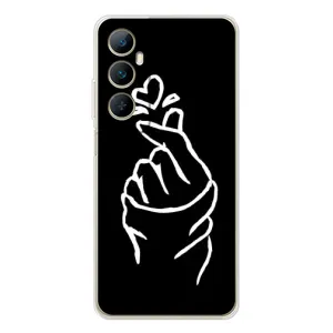 Чехлы (Знак сердечка) на Realme C76 (Сердце на черном)