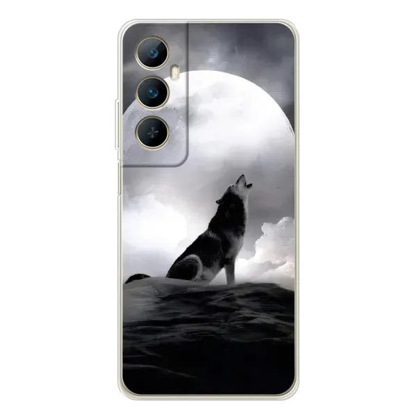 Чехол с рисунком «Волк и луна» для Realme C76 Чехол с рисунком «Волк и луна» для Realme C76