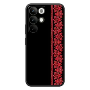 Силиконовый Чехол на RealMe C85 Pro с картинкой Вышиванки (Вышиванка на черном)