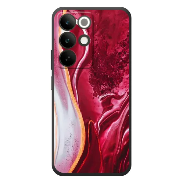 Чехол с рисунком «Красный мрамор» для Realme C85