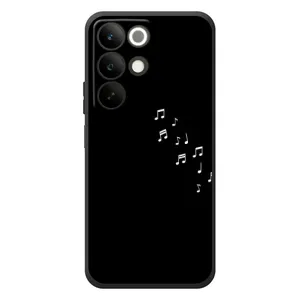 Чехол с картинками на черном фоне для RealMe C85 (Ноты)