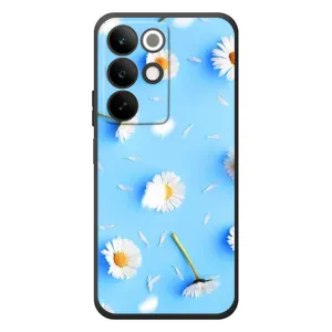 Чохол з Квітами для RealMe C85 (ромашки на блакитному)