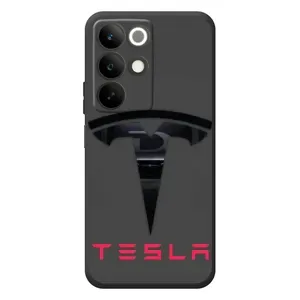 Силиконовый бампер с картинкой машины на RealMe C85 (Logo TESLA)
